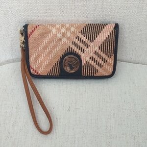 Spartina 449 Tan and Black Plaid Wristlet